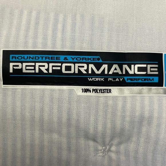 Roundtree & Yorke Performance Pants Men 42x30 Blue White Pinstripe Polyester - Picture 6 of 9